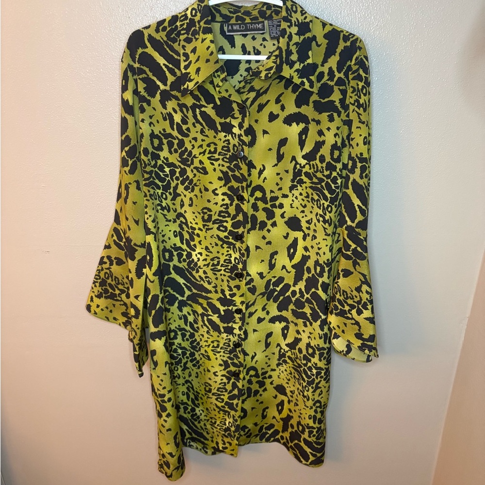 Vintage Women's Green Leopard dress